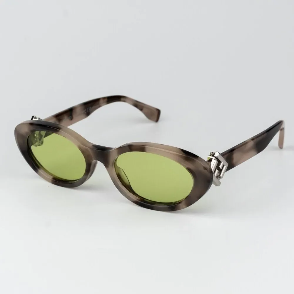 Fendi FF DIAMONDS Men Sunglasses Oval Havana Green FE40140U 01A NEW AUTHENTIC